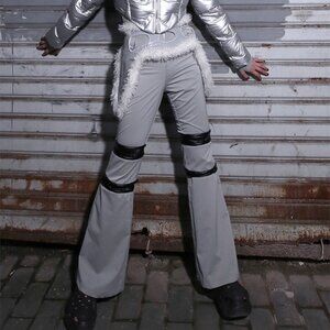 Tilt Knees Puffer Paneled Pants